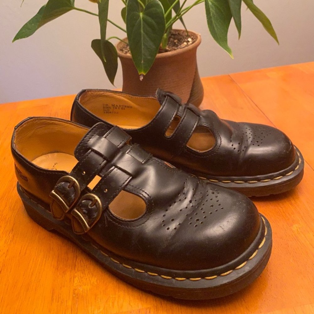 Dr. Martens Double Strap Mary Janes Black Oxfords
